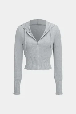 MICAS Pant Sets-Hooded Zipper Top And Trousers Set GRAY MELANGE