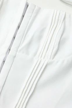 MICAS Mini Dresses-Hook And Eye Front Zip Up Back Pleated Cami Mini Dress WHITE