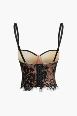 MICAS Corset & Bustier Tops|Tank Tops & Cami-Hook And Eye Lace Bustier Cami Top