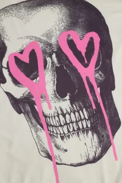 MICAS T-Shirts-Illusion Pattern Print Round Neck T-Shirt BEIGE