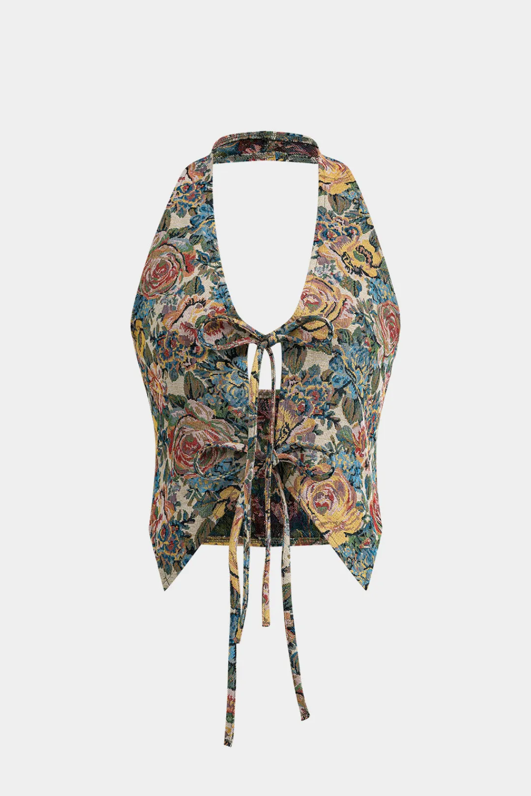 MICAS Tank Tops & Cami-Jacquard Halter Neck Tie-Up Tank Top MULTICOLOR