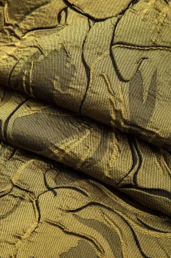 MICAS Skirts-Jacquard Metallic Puff Zipper Skirt GOLD