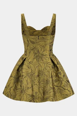 MICAS Mini Dresses-Jacquard Ruched Sleeveless Mini Dress GOLD