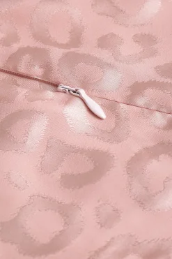 MICAS Long Sleeve Dresses|Mini Dresses-Jacquard Satin V Neck Buttons Long Sleeve Mini Dress