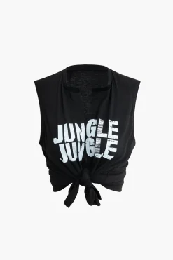 MICAS Short Sets-Jungle Print Knot Sleeveless Top And Lace Shorts Set