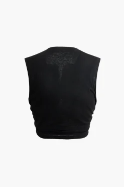 MICAS Short Sets-Jungle Print Knot Sleeveless Top And Lace Shorts Set