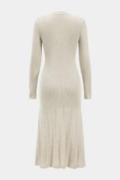 MICAS Long Sleeve Dresses|Knit Dresses-Knit Asymmetric Button Long Sleeve Dress