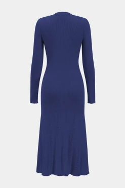 MICAS Long Sleeve Dresses|Knit Dresses-Knit Asymmetric Button Long Sleeve Dress