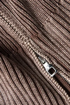 MICAS Knitwear|Knit Tops-Knit Bell Sleeves Zipper Long-Sleeve Top