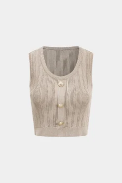 MICAS Knit Sets-Knit Bottom Tank Top And Cardigan And Skirt Set