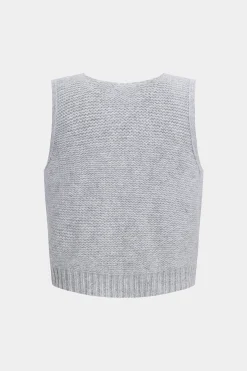 MICAS Knitwear|Knit Tops-Knit Bow Vest PEARL RIVER