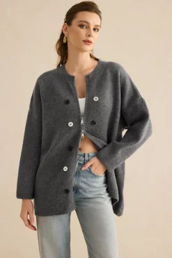 MICAS Outerwear|Outerwear-Knit Button Cardigan GRAY
