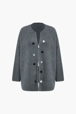 MICAS Outerwear|Outerwear-Knit Button Cardigan GRAY