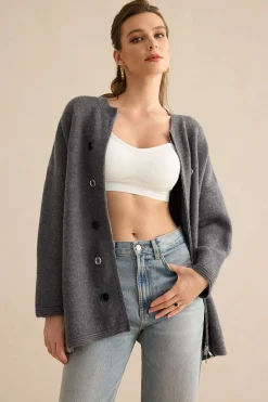 MICAS Outerwear|Outerwear-Knit Button Cardigan GRAY