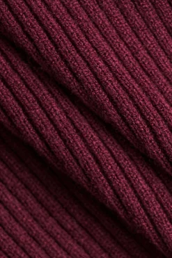 MICAS Knitwear|Knit Sets-Knit Button Metallic Long-Sleeve Top And Maxi Skirt Set BURGUNDY