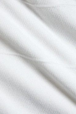 MICAS Long Sleeve Dresses|Knitwear-Knit Button Off Shoulder Long Sleeve Dress WHITE