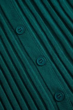 MICAS Knitwear|Knit Bottoms-Knit Button Pleated Slit Skirt GREEN