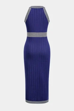 MICAS Knitwear|Knit Sets-Knit Button Sweater Cardigan And Dress Set NAVY