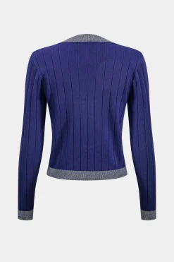 MICAS Knitwear|Knit Sets-Knit Button Sweater Cardigan And Dress Set NAVY