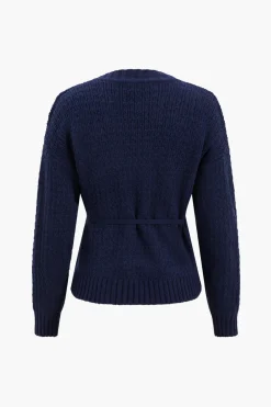 MICAS Outerwear|Outerwear-Knit Button V-neck Cardigan NAVY