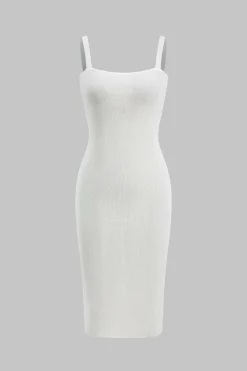 MICAS Knitwear|Knit Sets-Knit Button V-Neck Patchwork Long Sleeve Cardigan And Slip Dress Set WHITE