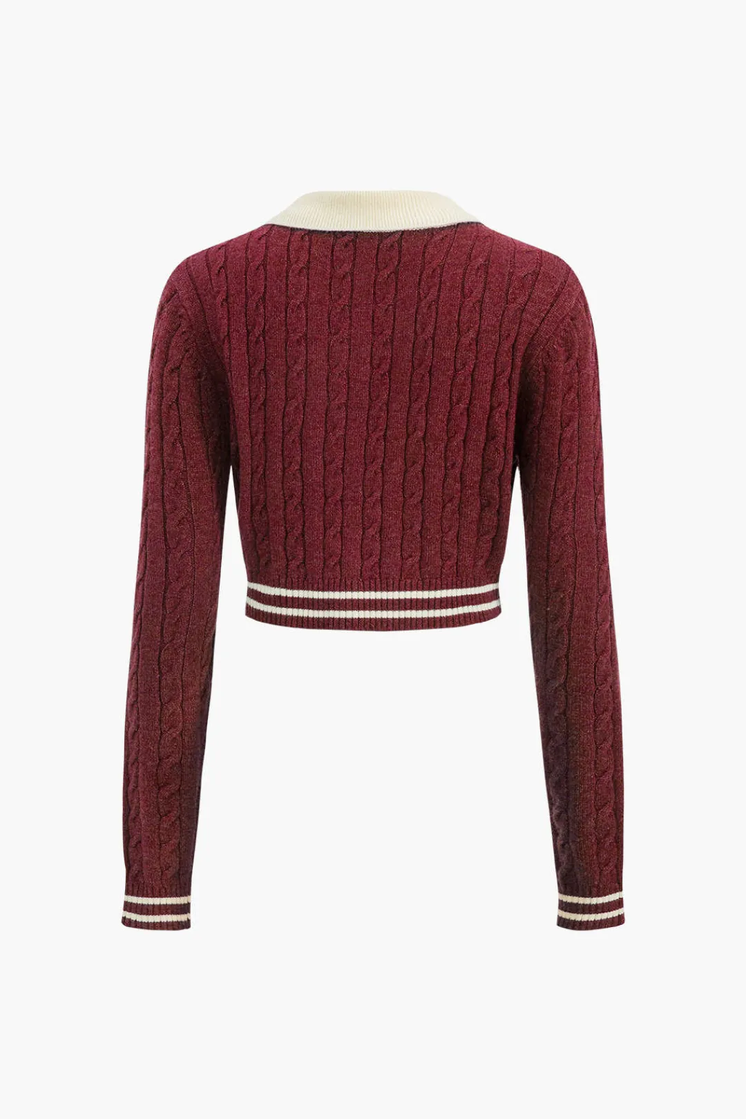 MICAS Knitwear|Knit Tops-Knit Color Block Button Fake Pockets Long-Sleeve Top