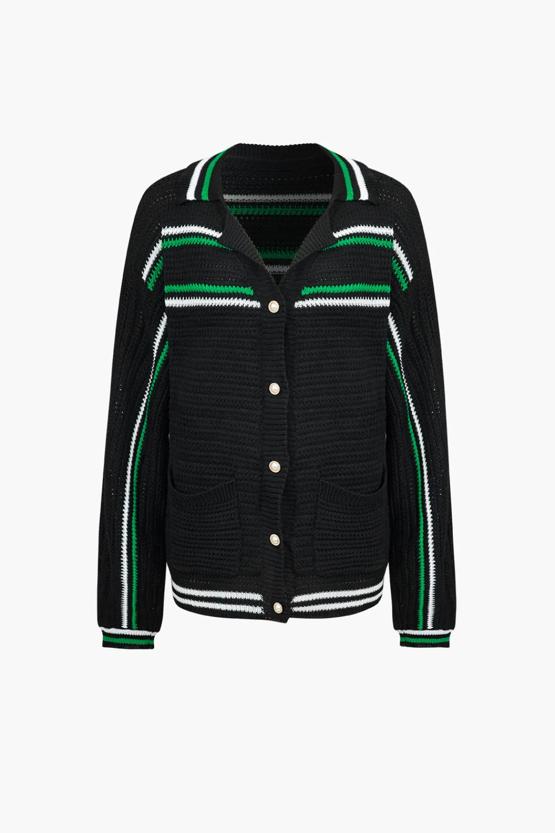 MICAS Outerwear|Outerwear-Knit Color Block Pocket Cardigan BLACK