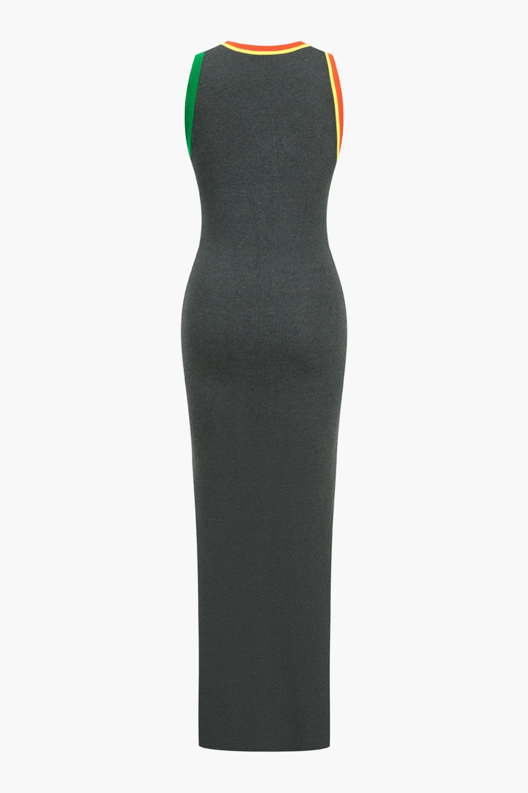 MICAS Knit Dresses-Knit Color Block Tank Maxi Dress GRAY