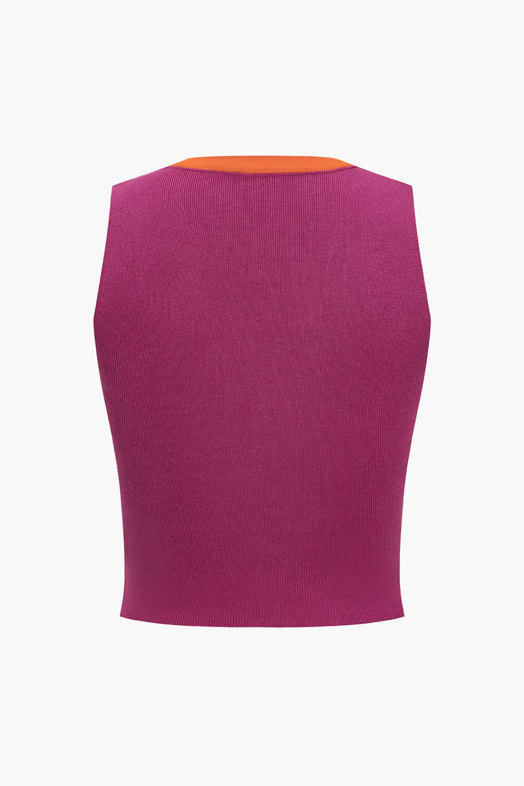 MICAS Knitwear|Knit Sets-Knit Color-Block Button Tank Top And Skirt Set RASPBERRY