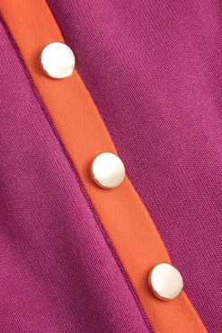 MICAS Knitwear|Knit Sets-Knit Color-Block Button Tank Top And Skirt Set RASPBERRY