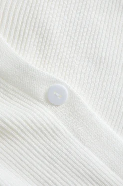 MICAS Knit Tops-Knit Crossed Asymmetrical Short-Sleeve Top WHITE