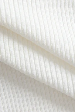 MICAS Knit Tops-Knit Crossed Asymmetrical Short-Sleeve Top WHITE