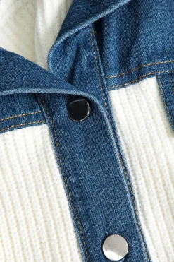 MICAS Outerwear|Outerwear-Knit Denim Patchwork Cardigan IVORY