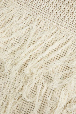 MICAS Knitwear|Knit Dresses-Knit Fringe Sleeveless Mini Dress BEIGE