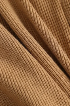 MICAS Knit Tops-Knit Gold Button Gigot Sleeve Long-Sleeve Top KHAKI