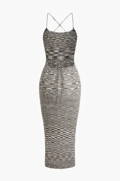 MICAS Knitwear|Knit Dresses-Knit Intertwine Tie Midi Dress