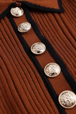 MICAS Long Sleeve Dresses|Knitwear-Knit Long Sleeve Button Dress