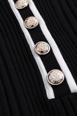 MICAS Long Sleeve Dresses|Knitwear-Knit Long Sleeve Button Dress