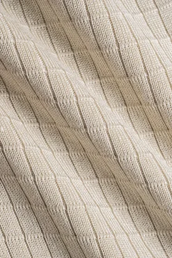 MICAS Knitwear|Knit Sets-Knit Metallic Button Fake Pocket Long-Sleeve Top And Skirt Set BEIGE