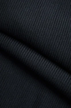 MICAS Long Sleeve Dresses|Knitwear-Knit Metallic Button Long Sleeve Dress BLACK