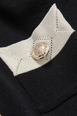 MICAS Knitwear|Knit Sets-Knit Metallic Button Pocket Top And Pants Set