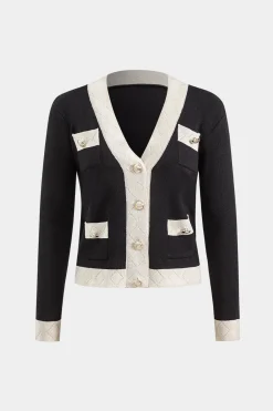 MICAS Knitwear|Knit Sets-Knit Metallic Button Pocket Top And Pants Set