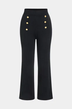 MICAS Knitwear|Knit Sets-Knit Metallic Button Pocket Top And Trousers Set BLACK