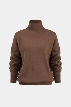 MICAS Knitwear|Knit Sets-Knit Mock Neck Top And Contrast Top And Pants Set COFFEE