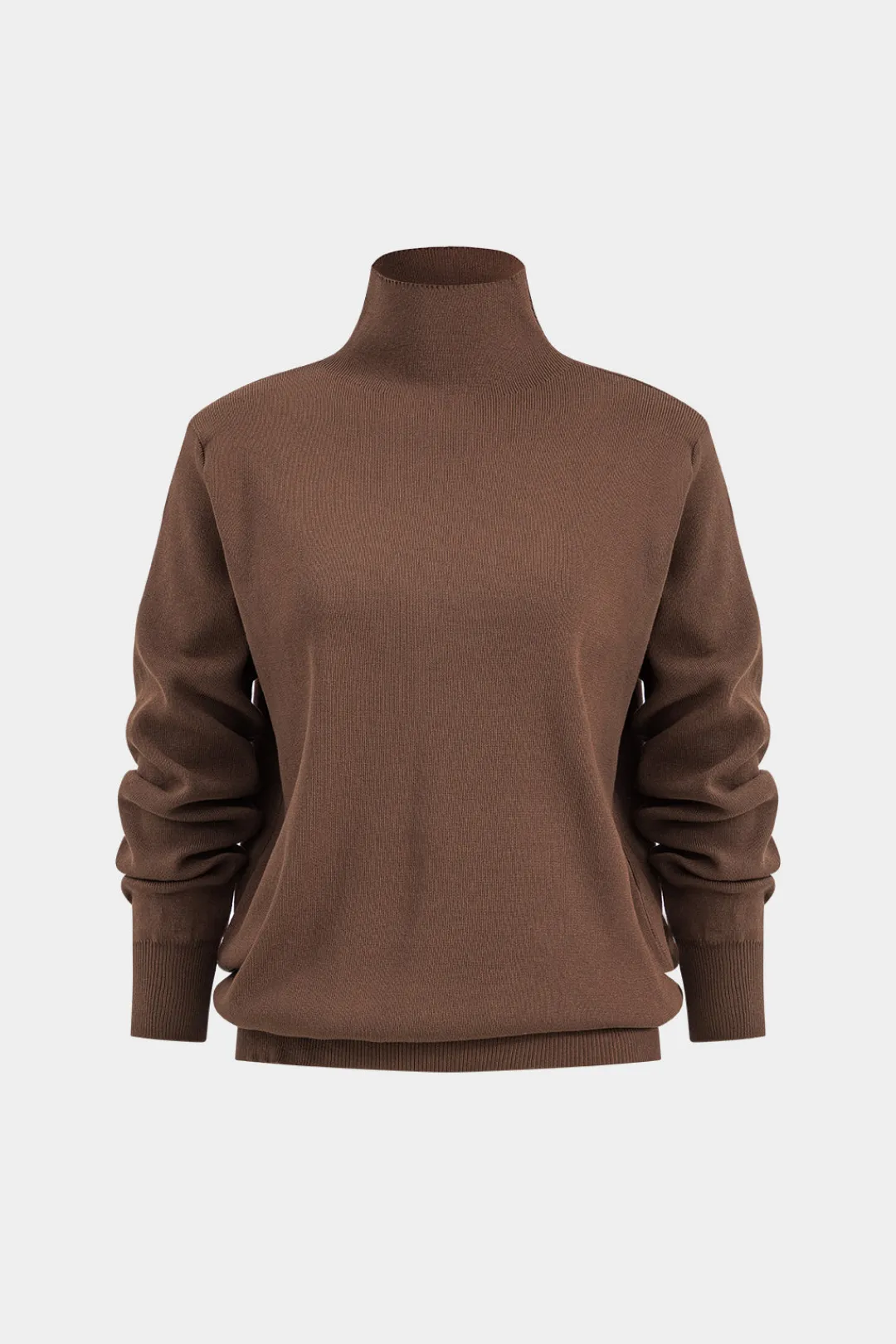 MICAS Knitwear|Knit Sets-Knit Mock Neck Top And Contrast Top And Pants Set COFFEE