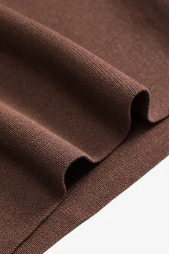 MICAS Knitwear|Knit Sets-Knit Mock Neck Top And Contrast Top And Pants Set COFFEE