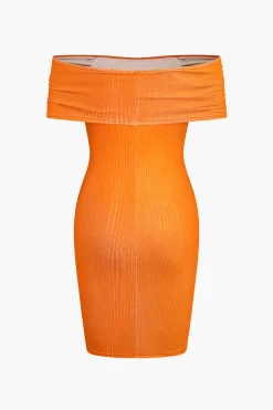 MICAS Mini Dresses-Knit Off-Shoulder Mini Dress ORANGE