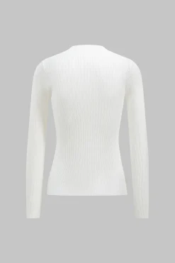 MICAS Knitwear|Knit Tops-Knit Patchwork Long Sleeve Top