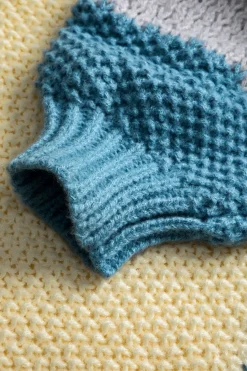 MICAS Knitwear|Knit Tops-Knit Patchwork Round Neck Long-Sleeve Top CREAM YELLOW