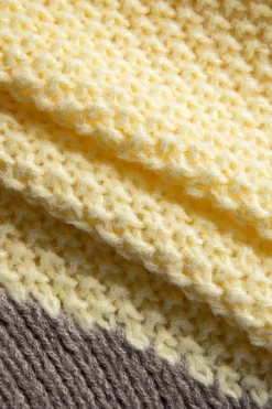 MICAS Knitwear|Knit Tops-Knit Patchwork Round Neck Long-Sleeve Top CREAM YELLOW